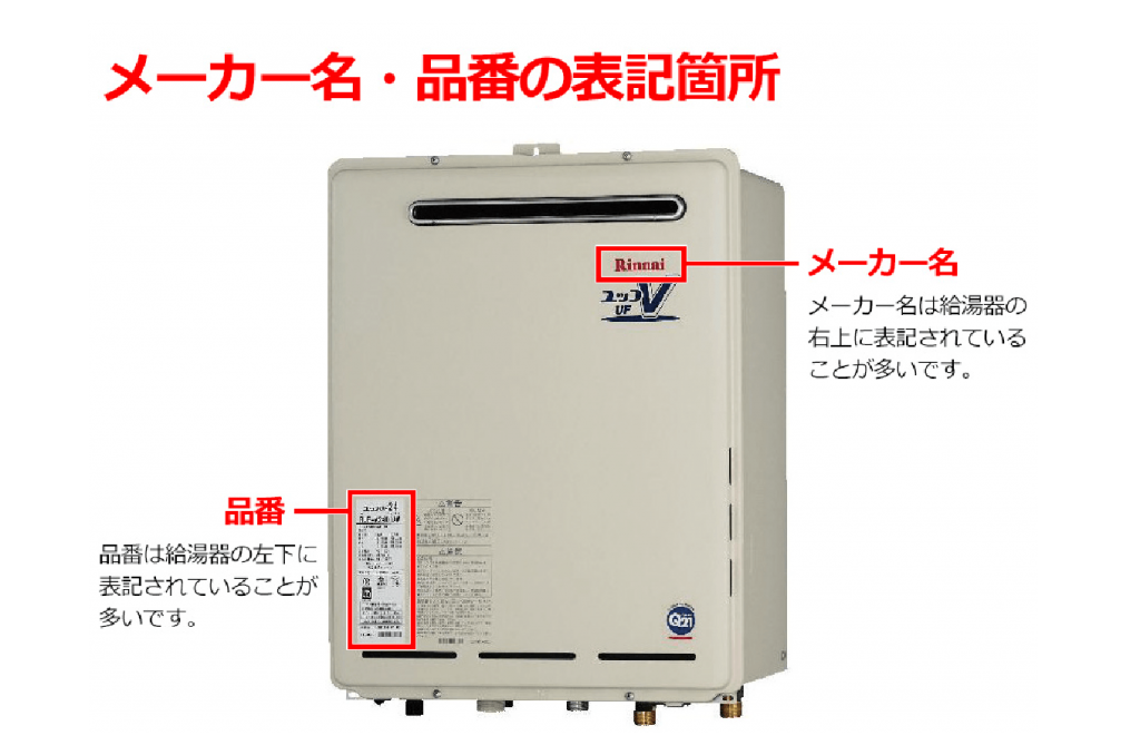 給湯器の号数や型番の確認方法